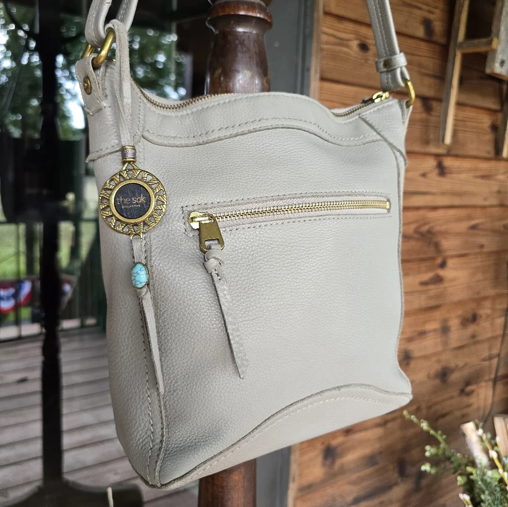 The Sak Collective Tahoe Leather Crossbody Gray Shoulder Bag - Picture 3 of 14